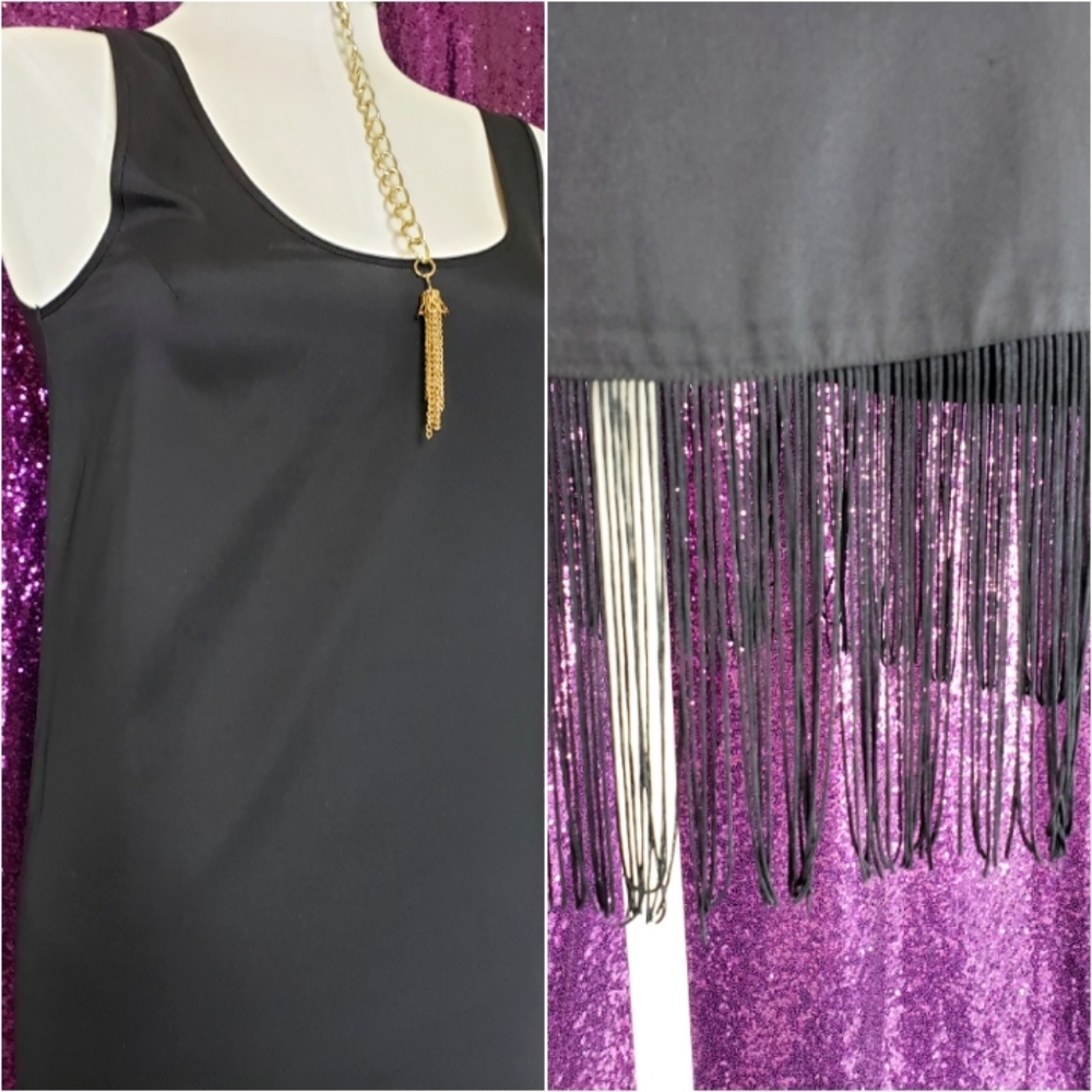 Black fringe Mini Dress - Picture 2 of 4